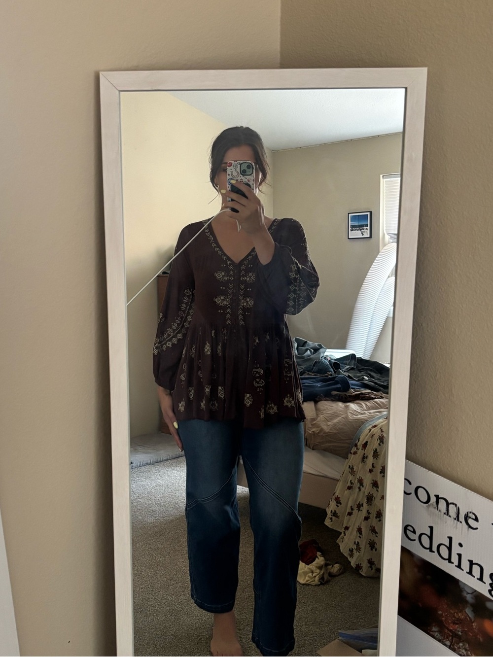 Women's Dark Brown Boho Peasant Blouse - Free People